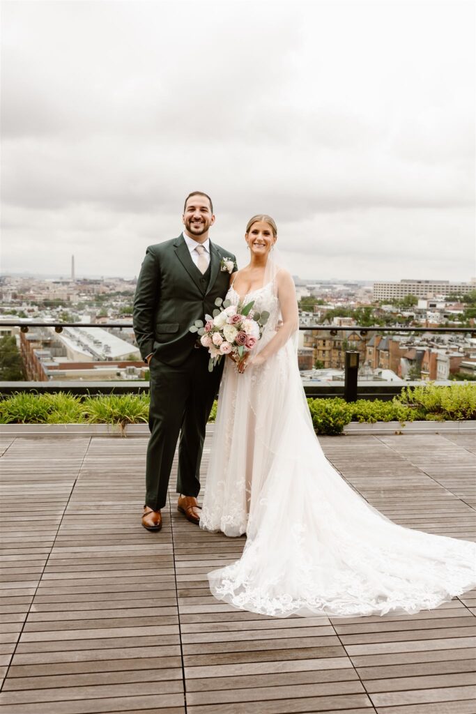 elopement couple on a rooftop in washington dc