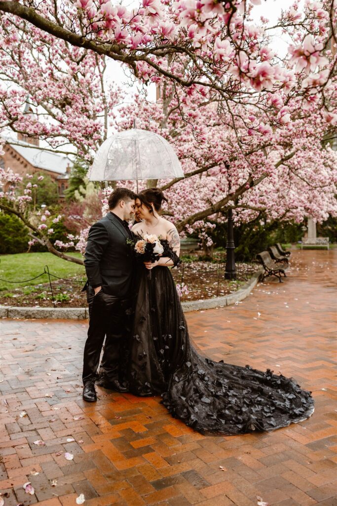 rainy elopement ceremony at the smithsonian castle gardens