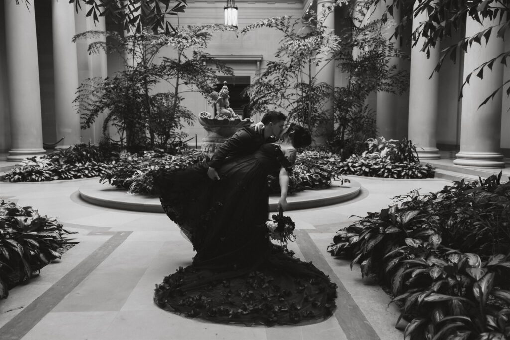 gothic elopement couple at the national gallery of art