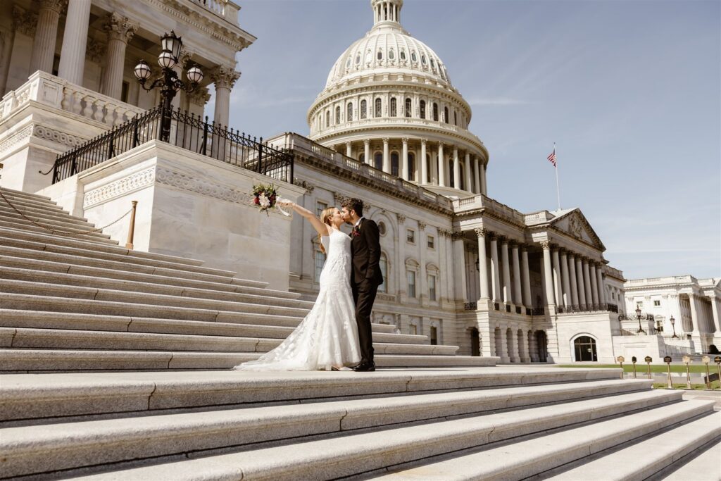 bride and groom exploring dc during their two day elopement in the city