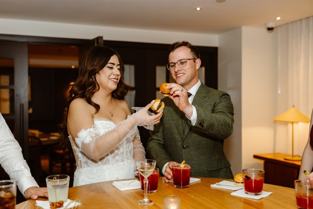bride and groom celebrating their two day elopement with their loved ones