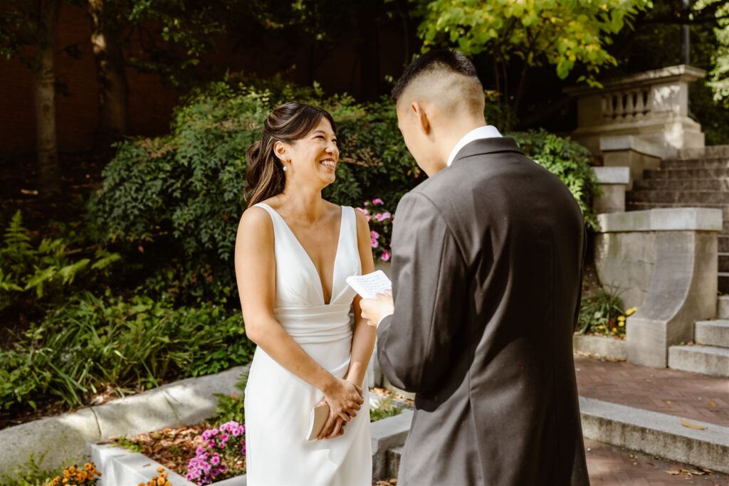 romantic elopement ceremony on spanish steps in washington dc