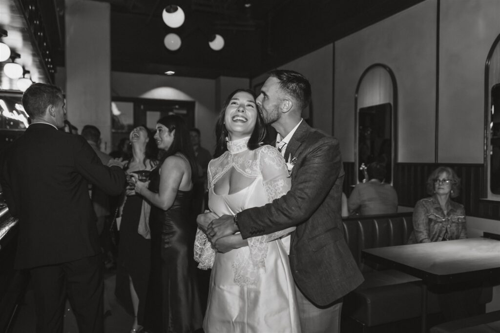 micro wedding reception at a pizza place in washington dc