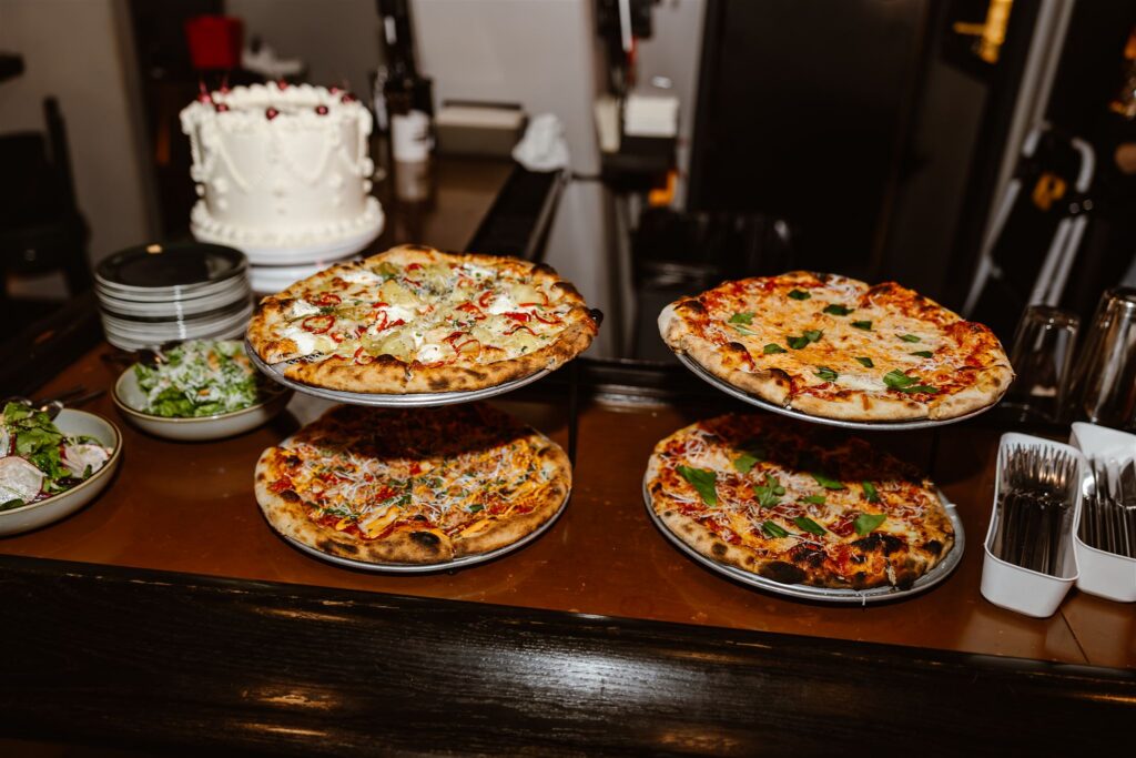 micro wedding reception at a pizza place in washington dc
