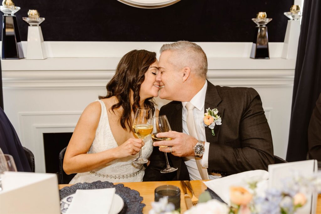 elopement couple kissing during their micro wedding reception in dc