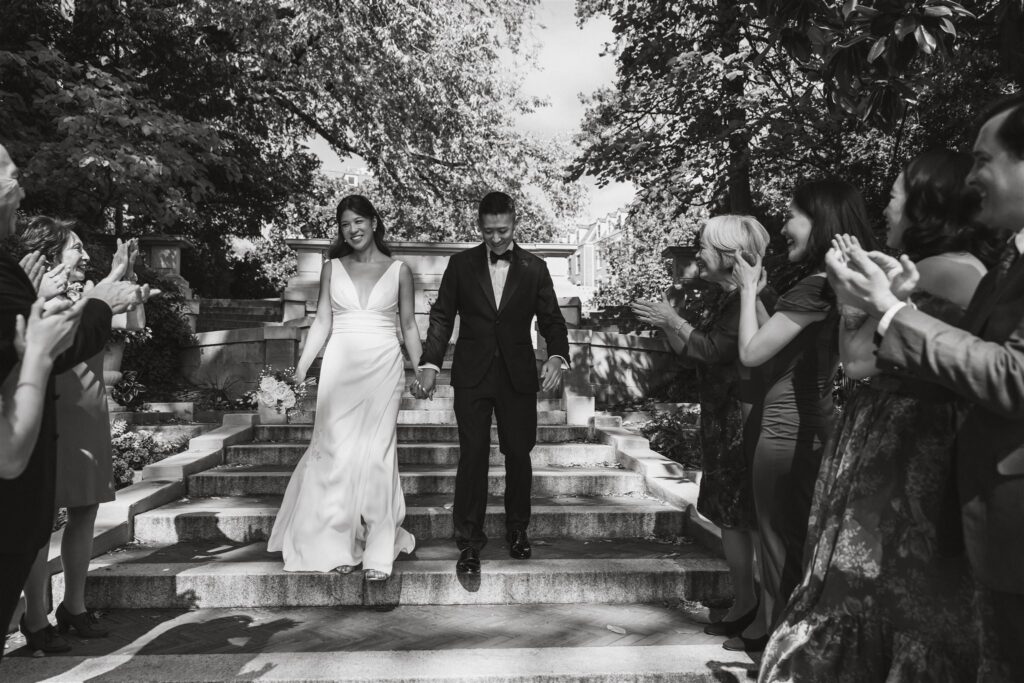 candid elopement ceremony moments on the spanish steps in washington dc