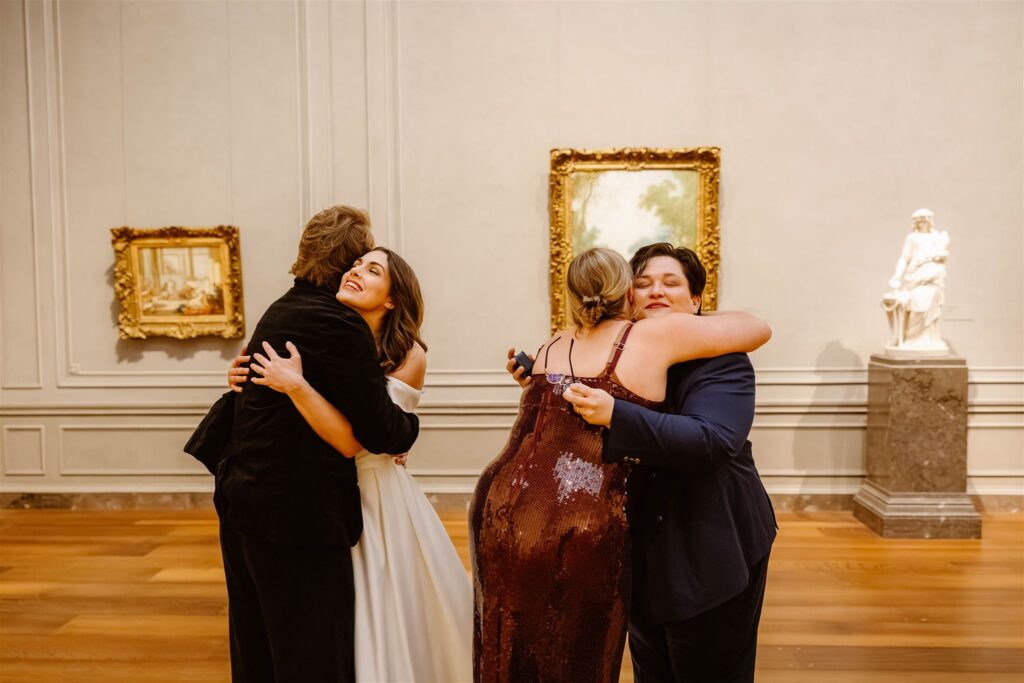 candid national gallery of art elopement ceremony in front of paintings