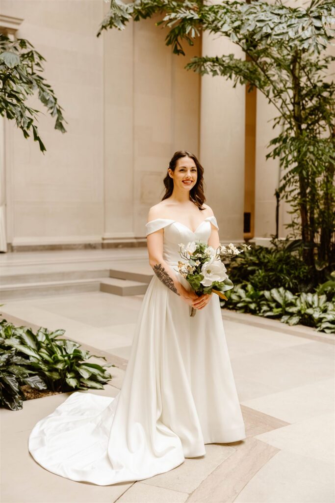 elegant bride at the National Gallery of Art
