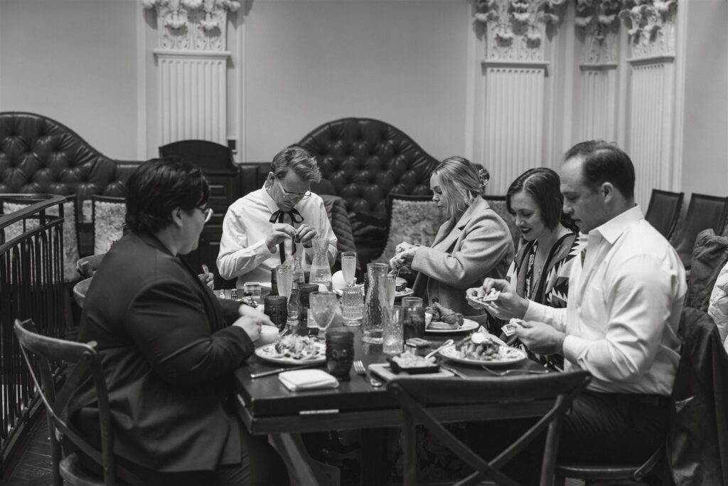 small elopement reception at a restaurant in washington dc