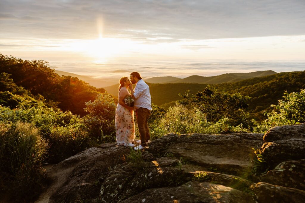 sunrise mountain elopement ceremony at shenandoah national park