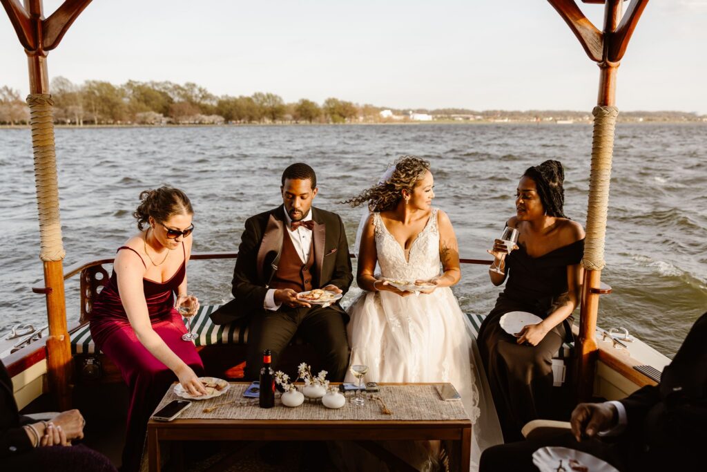 a micro wedding reception on a private yacht on the Potomac in DC