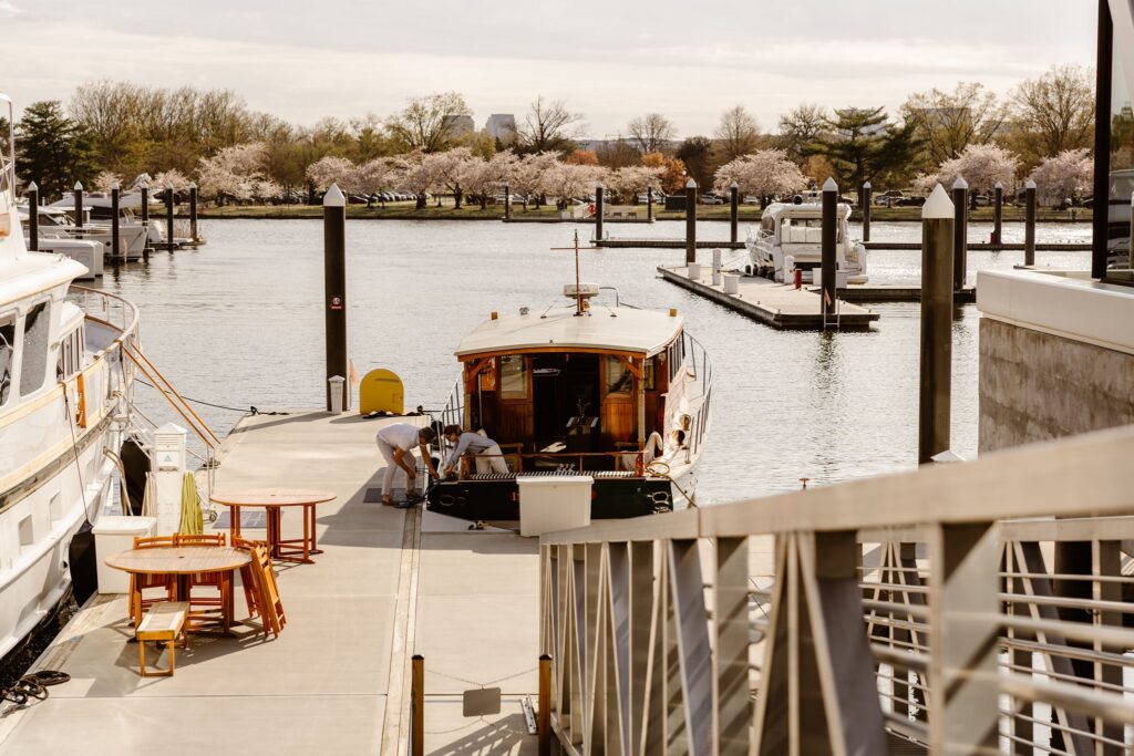 a micro wedding reception on a private yacht on the Potomac in DC
