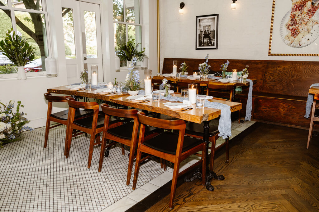 micro wedding reception at a restaurant
