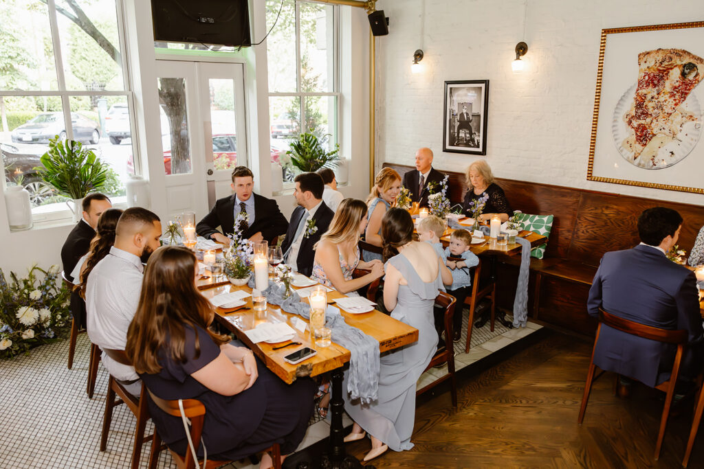 micro wedding reception at a restaurant