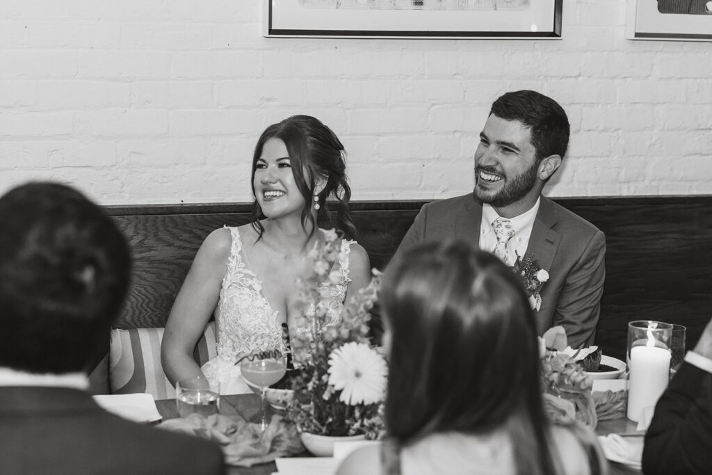 micro wedding reception at a restaurant