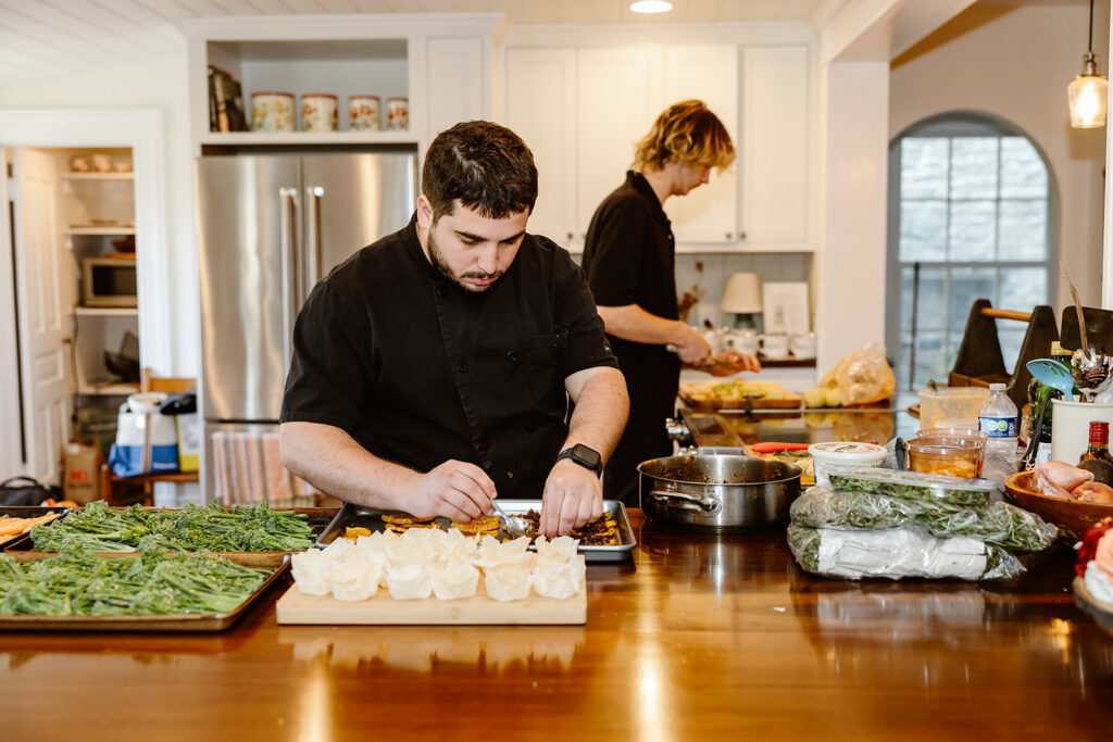 private chef preparing a wedding meal