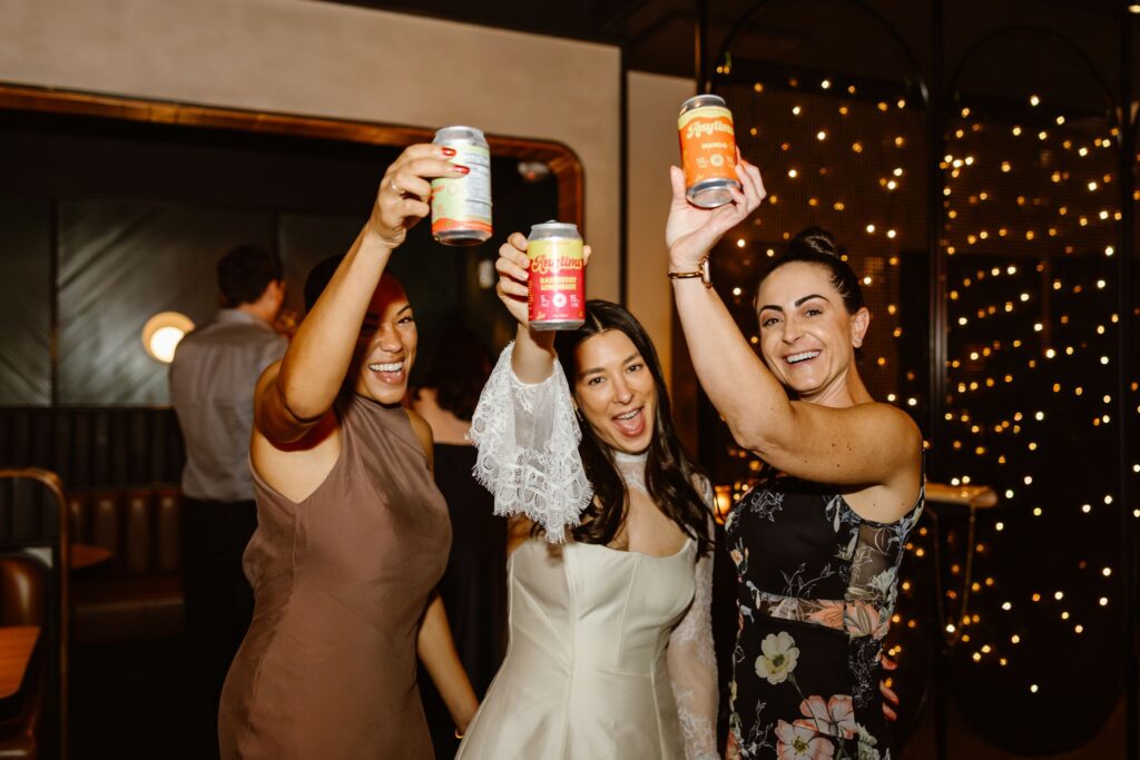 candid micro wedding reception moments at a pizza shop, a non traditional wedding venue in DC