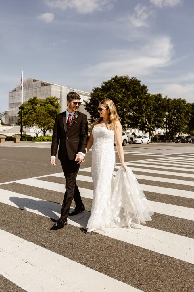 elopement couple exploring iconic sights in washington dc