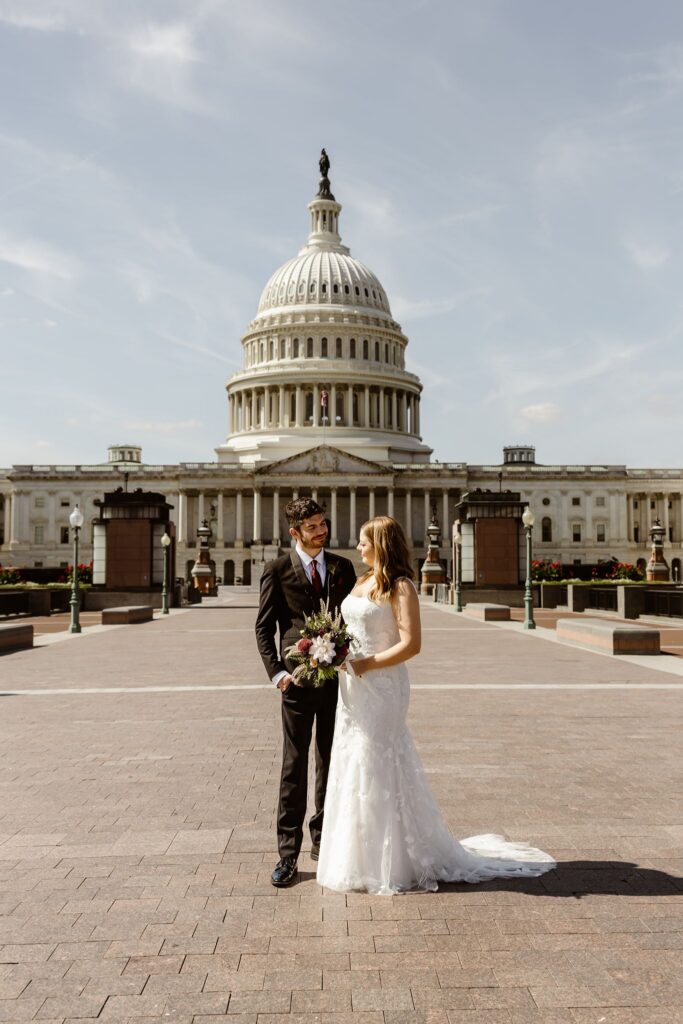 elopement couple exploring iconic sights in washington dc